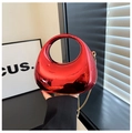Minimalist red acrylic crescent evening bag with gold chain strap for women - Small with Chain / Red