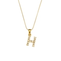 Elegant 18K gold plated snake chain necklace featuring a zircon encrusted letter H pendant - Letter H