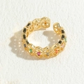 Luxuriöser offener Ring mit 14K Goldbeschichtung und bunten Zirkonsteinen - Geometrischer Bunter Zirkonia (JZ0207)