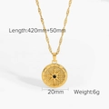 Dettagli della collana con pendente a stella dorata con misure e specifiche di peso - Stile Disco Raggi di Sole (JDN20292)
