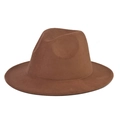Detailed view of the brown wool fedora hat featuring a stylish metal buckle leather belt - Adult 56-60cm / Thickened and Hardened / Dark Khaki