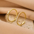 Golden bow-knot style twisted open ring set with sparkling zircon stones in gold finish - Gold Zirconia Twist Ring Set (10465)