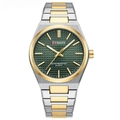 Curren business quartz watch with two-tone steel band and green waffle dial - Two-Tone Green Dial Men