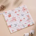 Pink rabbit pattern 100% cotton gauze baby handkerchief, 30x30cm soft absorbent towel - Grapefruit Rabbit
