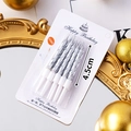 Set of 6 silver spiral birthday candles with holders, 4.5cm length for cake decoration - Silver