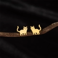 Orecchini a perno minimalisti in acciaio inossidabile dorato a forma di gatto traforato - Oro