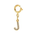 Double-layered gold titanium steel necklace featuring a crystal-set letter J pendant - Letter Pendant-J
