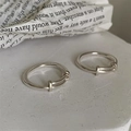 Set of two minimalist 925 sterling silver rings with horizontal bar design for women - Crossbar Design Silver Opening Style(JZ0219)