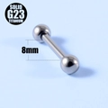 Solid G23 titanium 8mm straight barbell piercing jewelry in polished silver finish - Straight Bar (8mm)