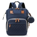 Mochila para pañales azul marino con diseño acolchado y estuche redondo a juego - Azul