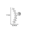 Silver stainless steel labret stud with zircon stones, size 1.7cm by 0.54cm dimensions - Curved Bar Row (0169-2#) / Silver