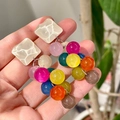 2507288 Colorful Grape Bundle Water Ripple Earrings