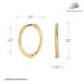 Detailed size specifications for gold twisted S925 sterling silver hoop earrings with weight - Inner Diameter 12mm / Gold Plated
