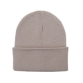 Damen Strickmütze in hellem Beige, minimalistisches Design mit Umschlag für den Winter - Einheitsgröße / Beige