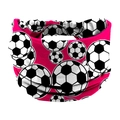 Pink athletic headband featuring black and white football patterns for sports - Watermelon red