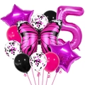 Hot pink butterfly and number 5 balloon set for girls birthday party decoration - Rose Red Butterfly Number 5
