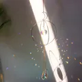Golden moon and ring sun catcher with multifaceted crystal ball and rainbow prisms - Size 16