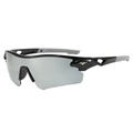Cycling sunglasses with black high-gloss frame and silver mirror lens for outdoor sports - Black Frame Silver Mirror
