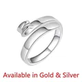 Minimalist adjustable cat-shaped open ring in polished silver finish for women - Smooth Single-headed Knitting Ring