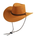 Classico cappello da cowboy western in pelle scamosciata giallo zenzero con cinturino intrecciato - Finto Feltro Giallo-Corda Caffè
