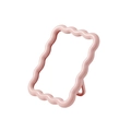 Espejo de maquillaje rosa plegable de escritorio con elegante marco de plástico ondulado - Rosa-Cuadrado