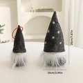 Grey Christmas gnome set with white snowflake embroidery and fluffy white beard - Gnome Ornament Set 6 (2 Pcs)