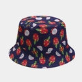 Dark blue bucket hat featuring vibrant all-over dragon fruit print for summer outdoor sun protection - M (56-58cm) / Dragon Fruit Pattern Dark Blue