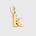 Polished gold lowercase letter k pendant charm with circular bail for necklaces - Lowercase k - 14K Gold