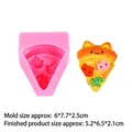 Silikonform für DIY Katzen-Pizza-Kerzen mit Maßen 6x7,7x2,5cm und fertigem Harzergebnis - B204 Rosa