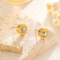 Gold screw back earrings with Roman numerals and clear zircon inlay for women - 6mm Roman Numeral Stud (Single) / Gold