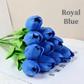 Realistic royal blue PU tulip bouquet with green stems for modern home decoration - Sapphire Blue