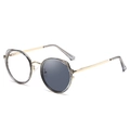 Retro-Rundbrille mit grauen Rahmen und photochromen Gläsern in Goldmetall - C3 Transparenter Grauer Rahmen zu Grau