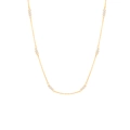 18K gold stainless steel necklace with small freshwater pearls in minimalist style - Triple Pearl Groups Cable Chain