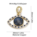 Detail view of Evil Eye pendant with copper plating, zircon inlay and size dimensions - YSN034-02 (Blue Tone Composite Eye)