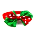 Papillon natalizio per cani con pois rossi bianchi e raso verde per piccoli animali - 1.0*20-36cm