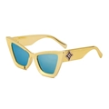 Cat-Eye-Sonnenbrille mit goldenem Metallrahmen und blauen lichtdurchlässigen Gläsern - C8 Goldener Rahmen Blaue Gläser