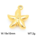 Textured gold starfish pendant charm for beach jewelry diy, size 19x15mm and weight 2g - Gold Sea Star (KLJ9943-Z)