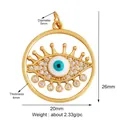 Evil Eye lucky charm pendant in gold plating with blue inlay and white cubic zirconia - Radiant Round Evil Eye / Emerald Green
