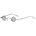 Lunettes de soleil steampunk rétro avec petite monture ronde en métal argenté et verres gris - Monture Gunmetal Verres Gris