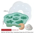 Green silicone baby food mold with moon, star and cloud shapes including a clear lid - Sky Smile / Green