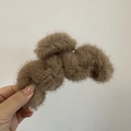 Plush brown faux fur claw clip with soft wavy design for women's winter hair styling - Light Coffee