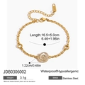 Dettaglio del bracciale in acciaio 18K con ciondolo a croce e specifiche delle dimensioni - Stile a Spirale Dorata con Zircone (JDB0306002)