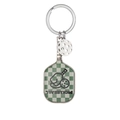 Zinc alloy pickleball keychain with a green checkerboard pattern paddle pendant - Green Pickleball Paddle B With Hollow Ball
