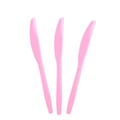 Set of three pink disposable plastic knives with serrated edges for birthday party decor - Pink Knives 10pcs