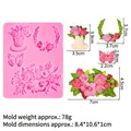 Pink silicone fondant mold with butterfly and flower designs, weighing 78g, size 8.4x10.6x1cm - 1#B860 (Flower Butterfly) / Pink