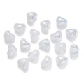 Charming creamy white AB luster heart-shaped acrylic beads for DIY jewelry making - 13X15mm / Jelly White
