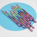 Creative stackable block crayons for kids in eleven vibrant colors with clear plastic casing - Pink Tail / 11 Colors