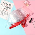 Automatic transparent three-fold umbrella with stylish red handle and matching border trim - Automatic / Red Border