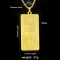 Golden dollar bill pendant necklace in stainless steel and alloy for hip hop style - Gold (With Gold Steel Chain)
