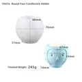 Vista dettagliata dello stampo in silicone a forma di viso con portacandele blu - Stampo Portacandele Faccia Tonda